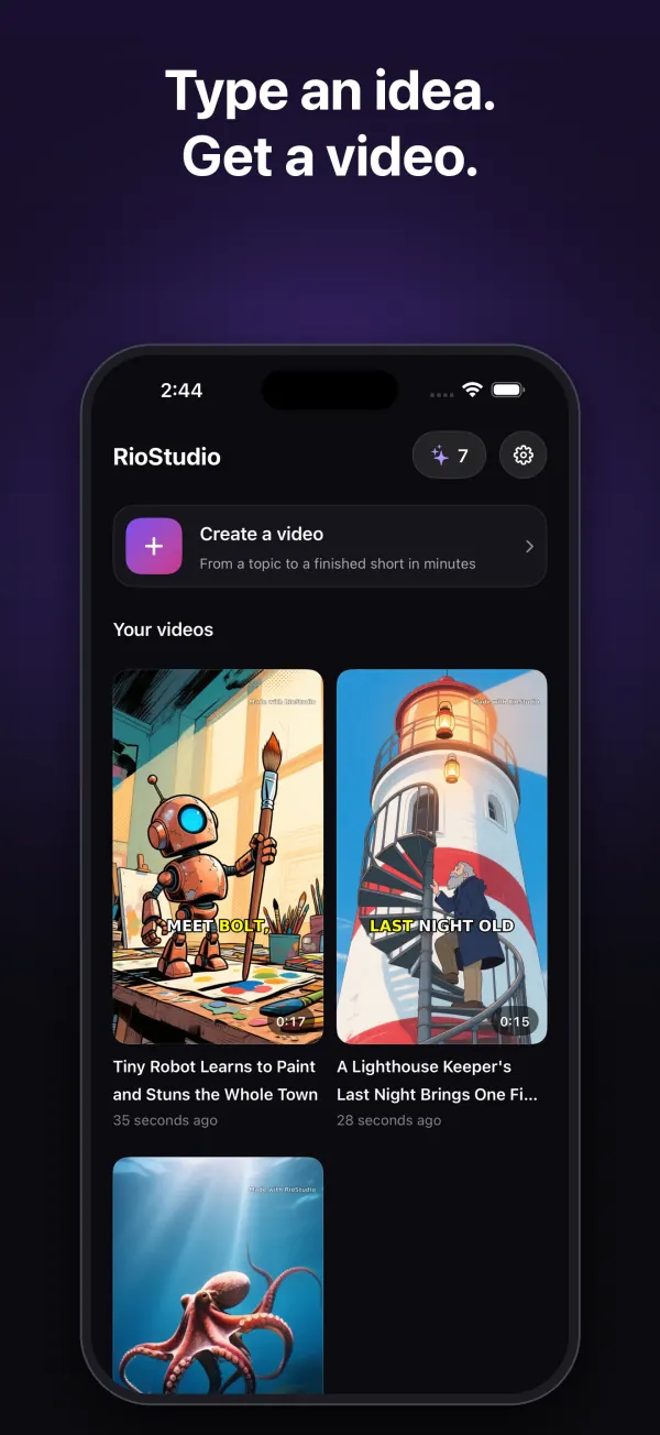 Your RioStudio library of finished videos