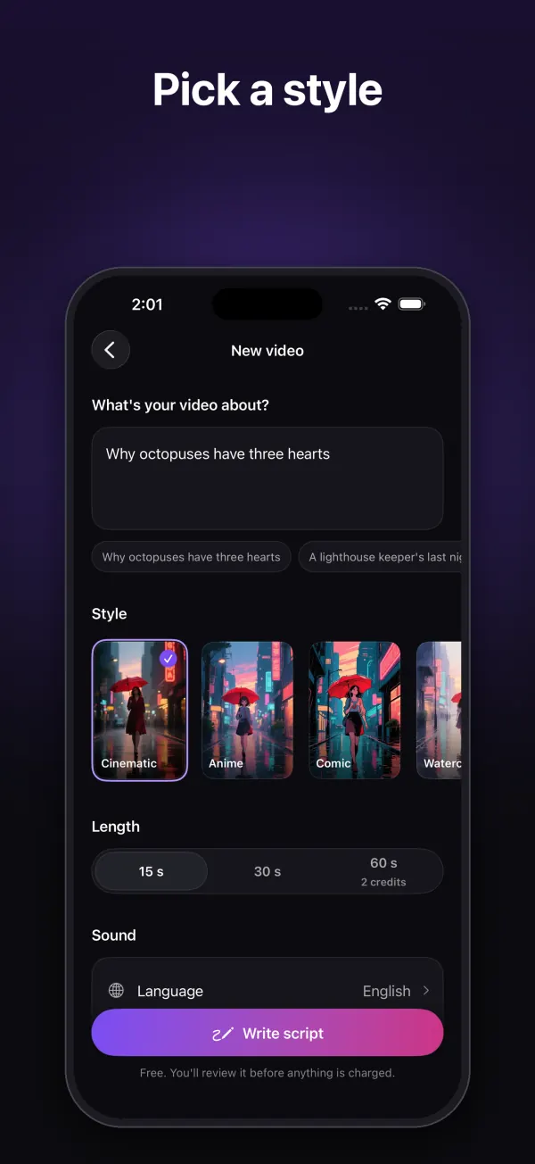 Creating a video from a topic