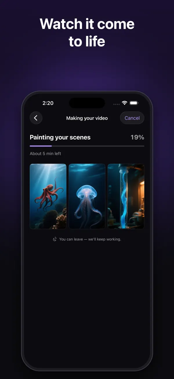 A video rendering scene by scene